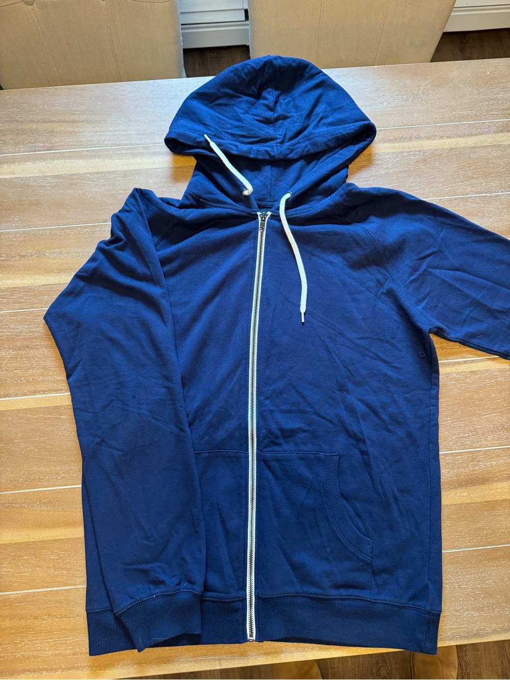 UO BDG Navy Zip-Up Hoodie with White Drawstrings